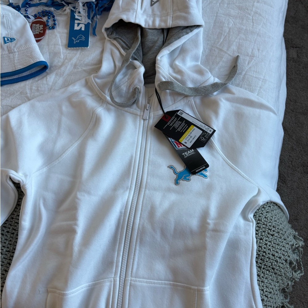 Official NFL White Zip-Up Hoodie with Blue Logo